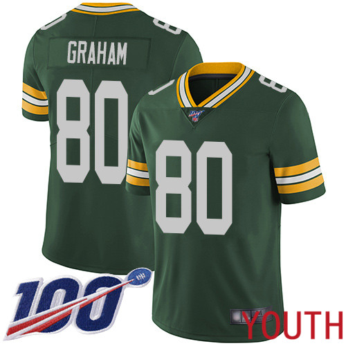 Green Bay Packers Limited Green Youth 80 Graham Jimmy Home Jersey Nike NFL 100th Season Vapor Untouchable
